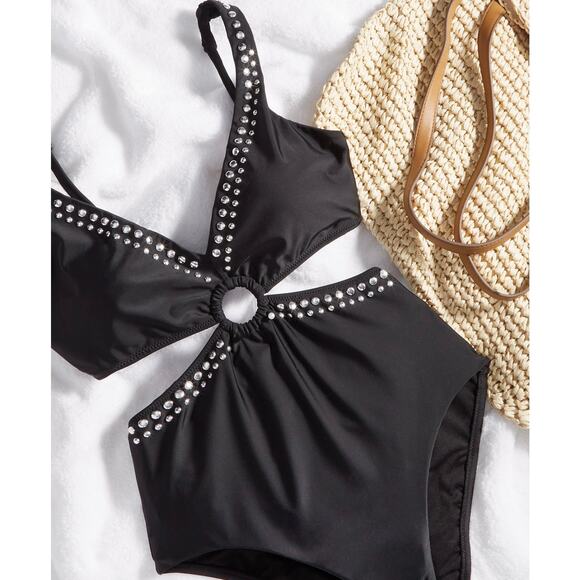 NEW Bar III Macy's Women's Swimsuit Size Small Tell Me About It Stud One-Piece - Picture 11 of 11